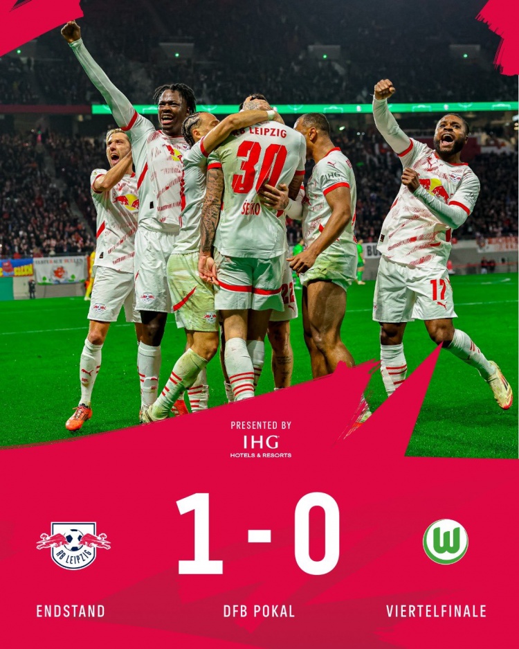 塞斯科點(diǎn)射制勝助萊比錫晉級(jí)德國(guó)杯4強(qiáng)，賽季33戰(zhàn)17球