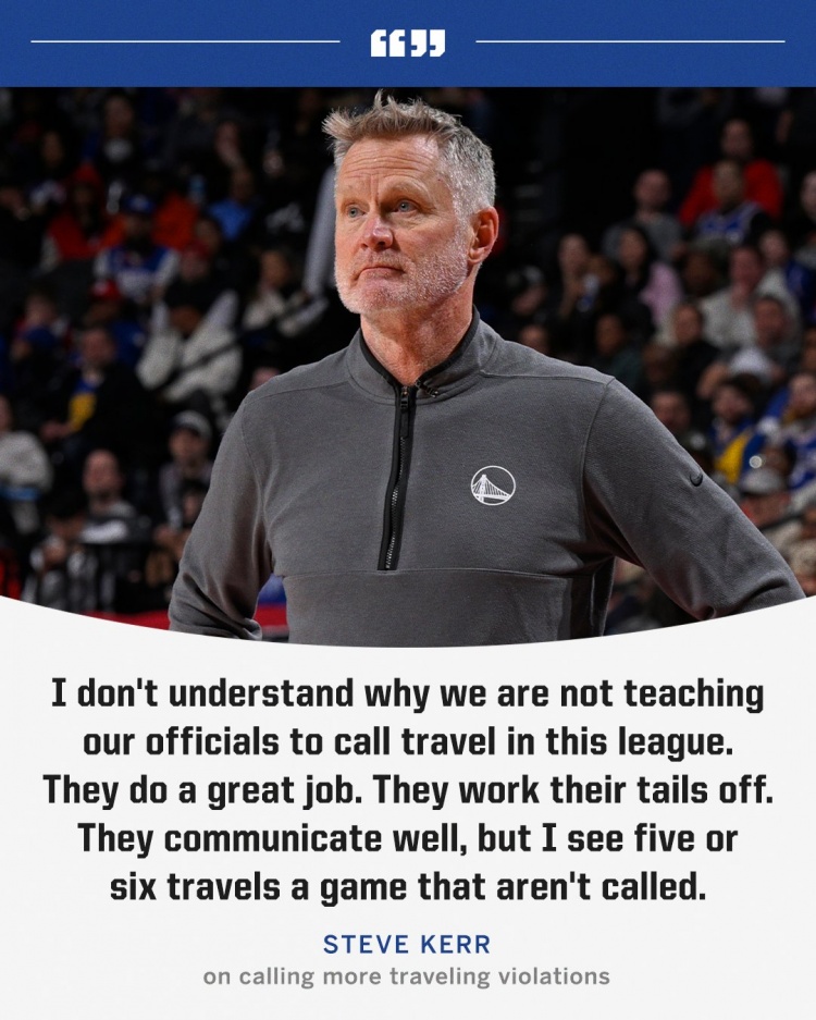 本賽季每隊場均0.43次走步 勇士聯(lián)盟第三少 僅多于鵜鶘湖人