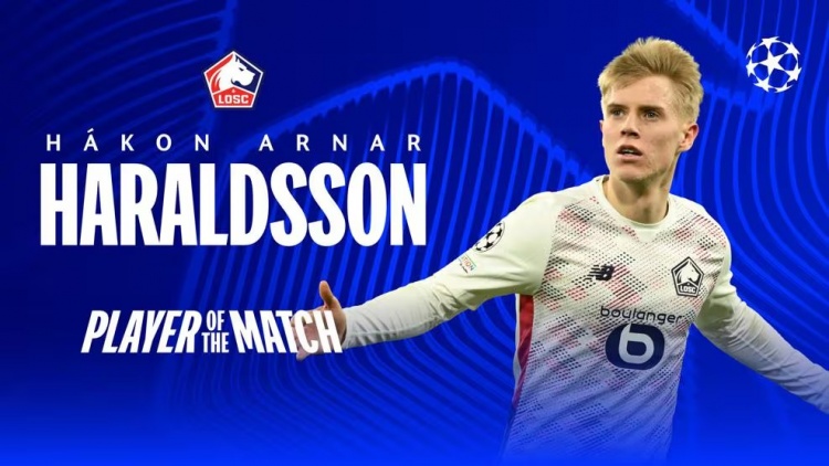 半單刀破門！官方：里爾邊鋒哈拉爾德松當(dāng)選多特vs里爾全場最佳