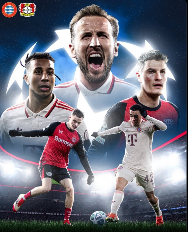 拜仁官方發(fā)布對(duì)陣?yán)瘴謳?kù)森海報(bào)：凱恩C位，穆西亞拉PK維爾茨