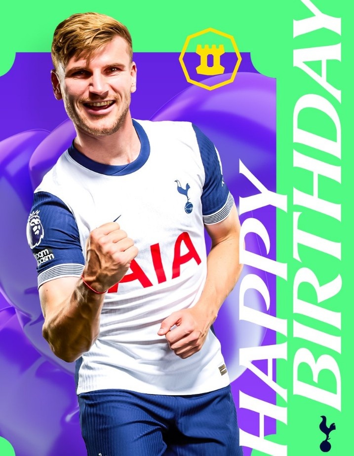 維爾納迎29歲生日，熱刺官方曬海報送上生日祝福