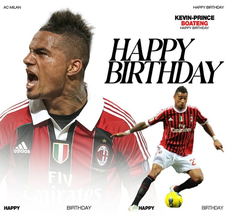 昔日暴力美學，AC米蘭官方祝凱文-博阿滕38歲生日快樂