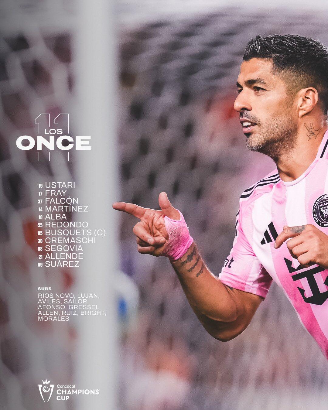 邁阿密國(guó)際首發(fā)：梅西缺陣，蘇牙、布斯克茨、阿爾巴出戰(zhàn)