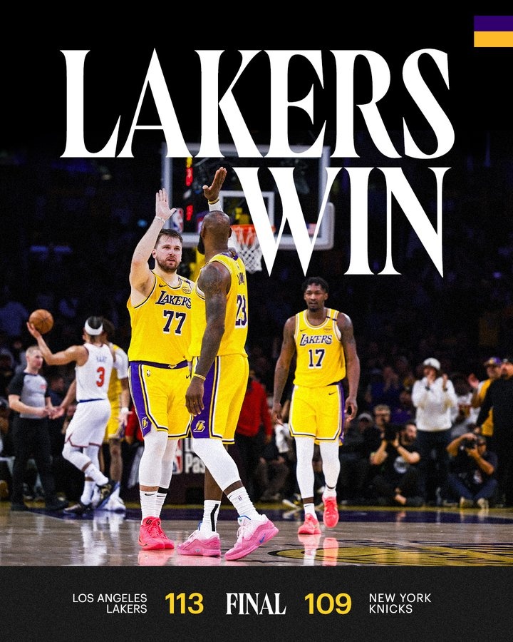 湖人官方曬出贏球海報：詹姆斯、東契奇、芬尼-史密斯登上封面