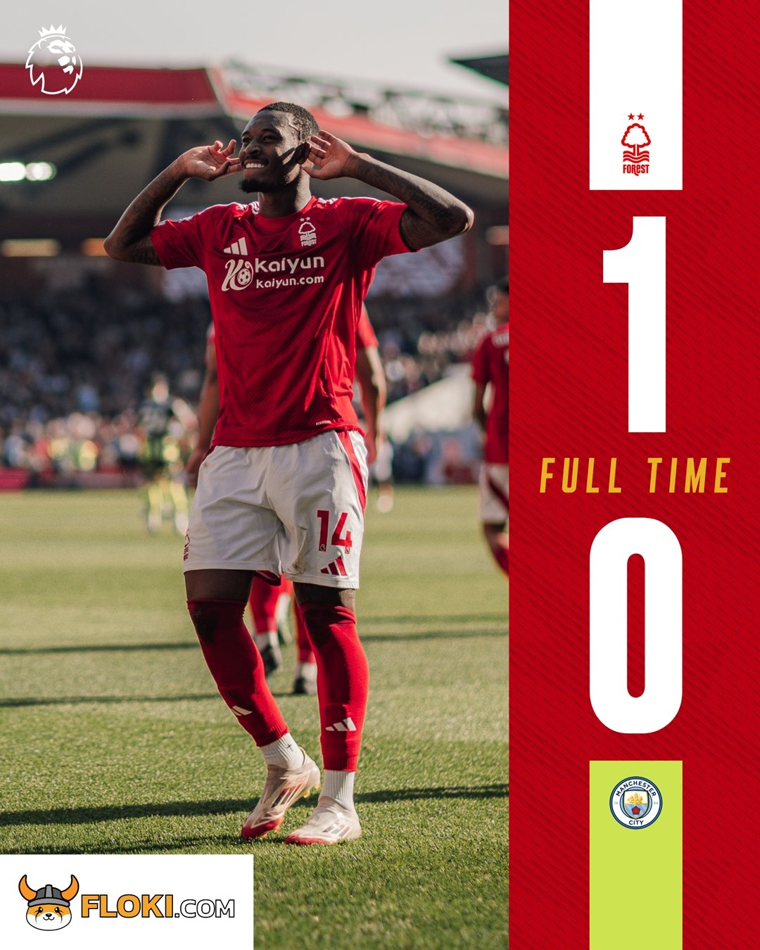 27年不勝紀錄終結！諾丁漢森林自1997年12月以來聯(lián)賽首勝曼城