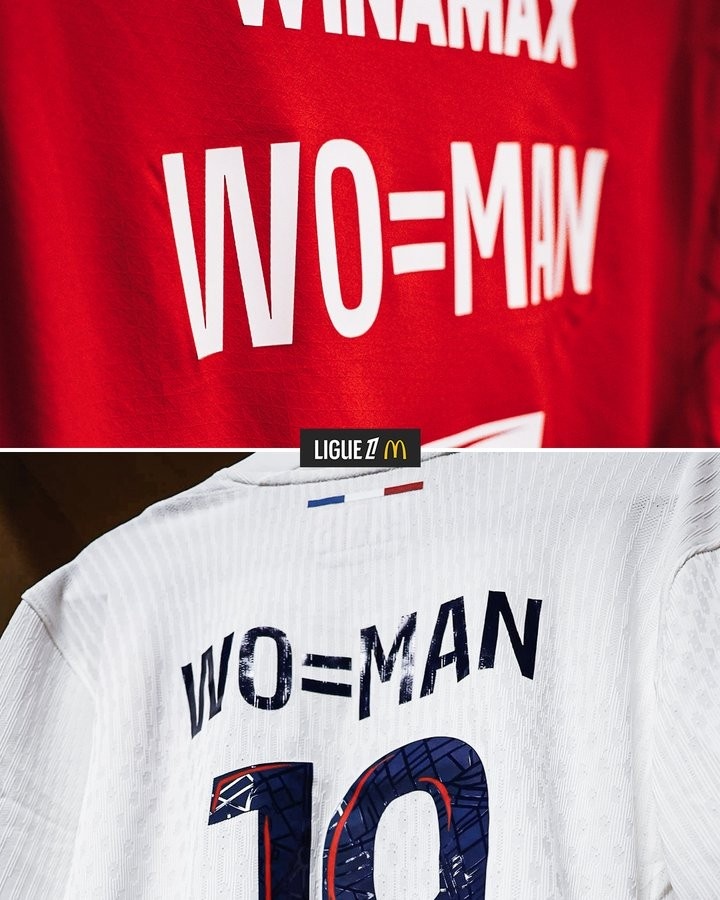 法甲英語官推曬巴黎、雷恩國際婦女節(jié)特別球衣：WO=MAN