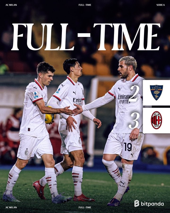 意甲兩次領(lǐng)先米蘭至少2球但被翻盤，萊切是歷史唯一一隊(duì)