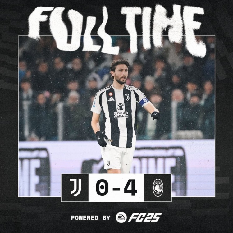 0-4亞特蘭大！尤文隊(duì)史意甲主場第7次凈負(fù)4球，1950年曾1-7米蘭