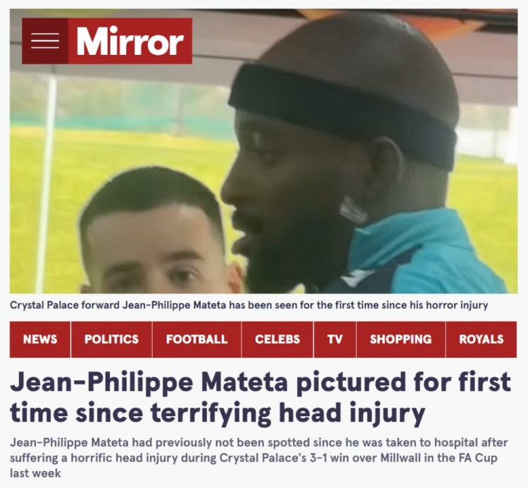 此前頭部嚴(yán)重受傷，鏡報：水晶宮前鋒馬特塔恢復(fù)訓(xùn)練