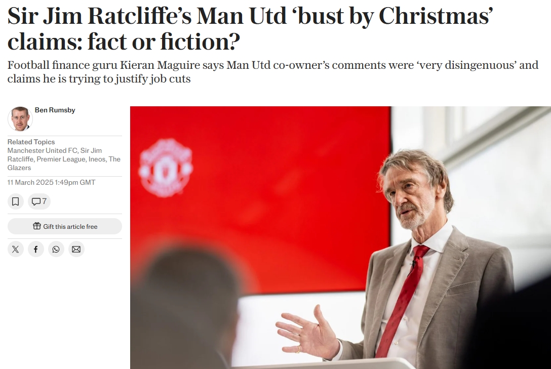 曼聯(lián)圣誕節(jié)前可能破產(chǎn)？財務(wù)專家：假透了，拉爵在為裁員找借口