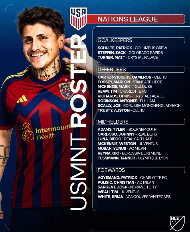 美國大名單：普利西奇、麥肯尼領(lǐng)銜，羅賓遜、小維阿、穆薩在列