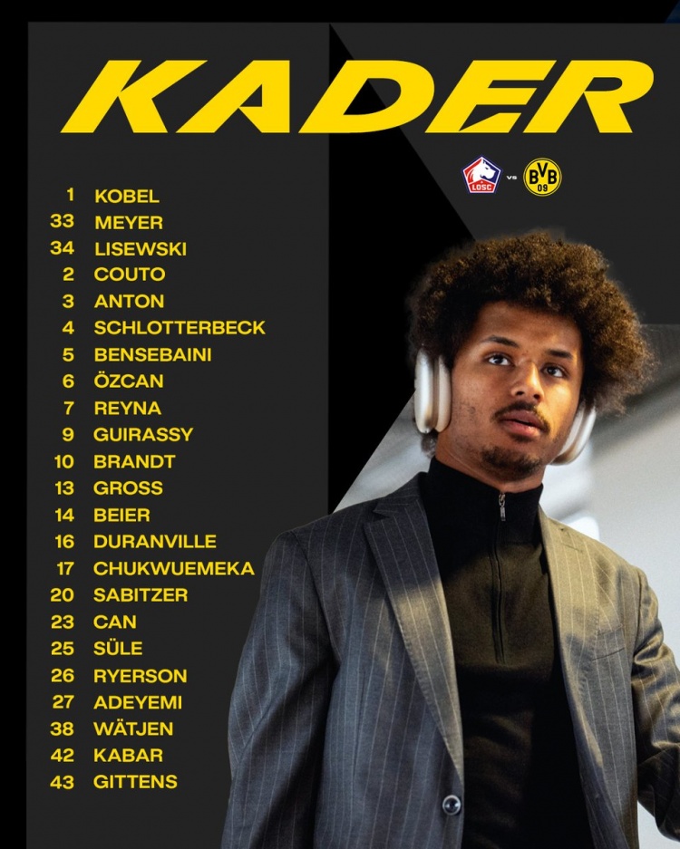 歐冠多特客戰(zhàn)里爾名單：吉拉西、阿德耶米、布蘭特在列