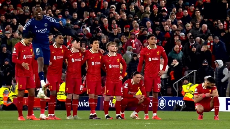 世界名畫(huà)！登貝萊“原地起飛” 利物浦眾將垂頭 努涅斯薩拉赫蹲地