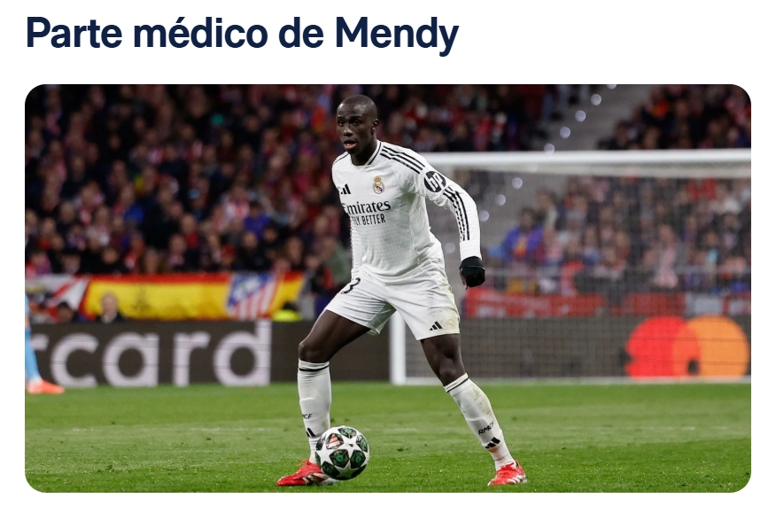 預(yù)計傷缺3-4周！皇馬官方：門迪左腿股二頭肌肌肉受傷