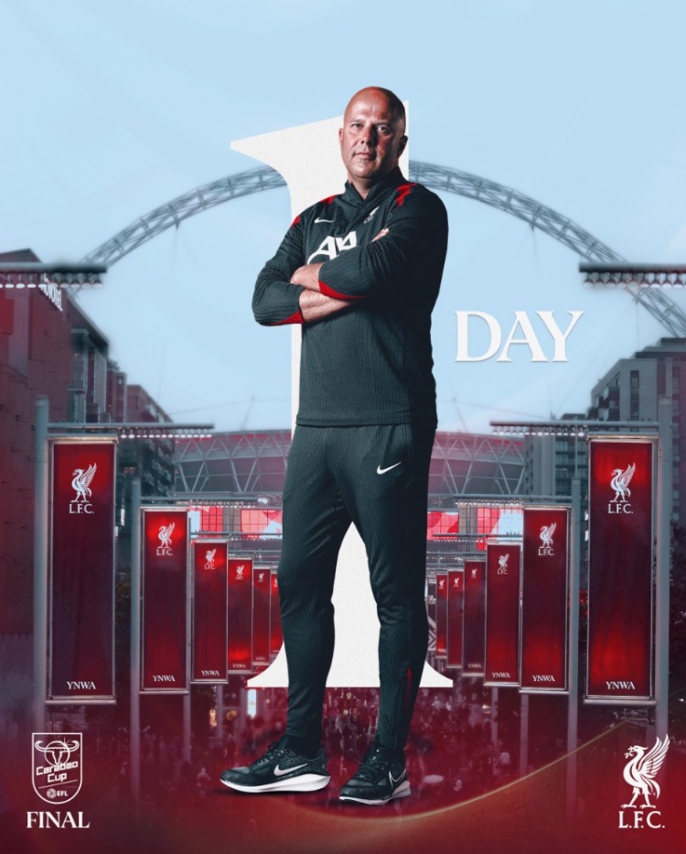 利物浦曬海報預熱聯(lián)賽杯決賽，斯洛特單人出鏡