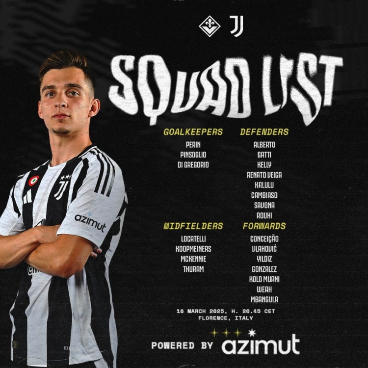 尤文客戰(zhàn)佛羅倫薩大名單：弗拉霍維奇領(lǐng)銜，小孔塞?；貧w