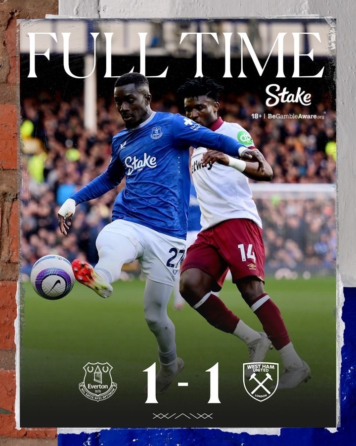 4勝5平！埃弗頓補時絕平西漢姆，已在英超4連平+連續(xù)9輪不敗