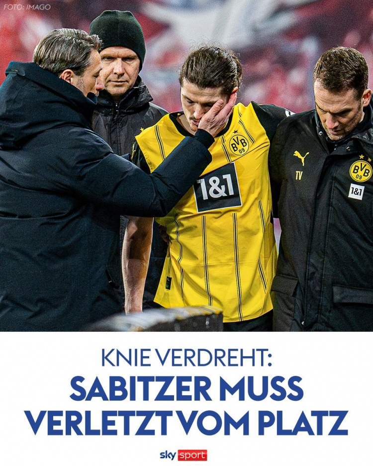 大將傷退！德天空：多特中場(chǎng)薩比策受傷離場(chǎng)，可能缺席此后比賽