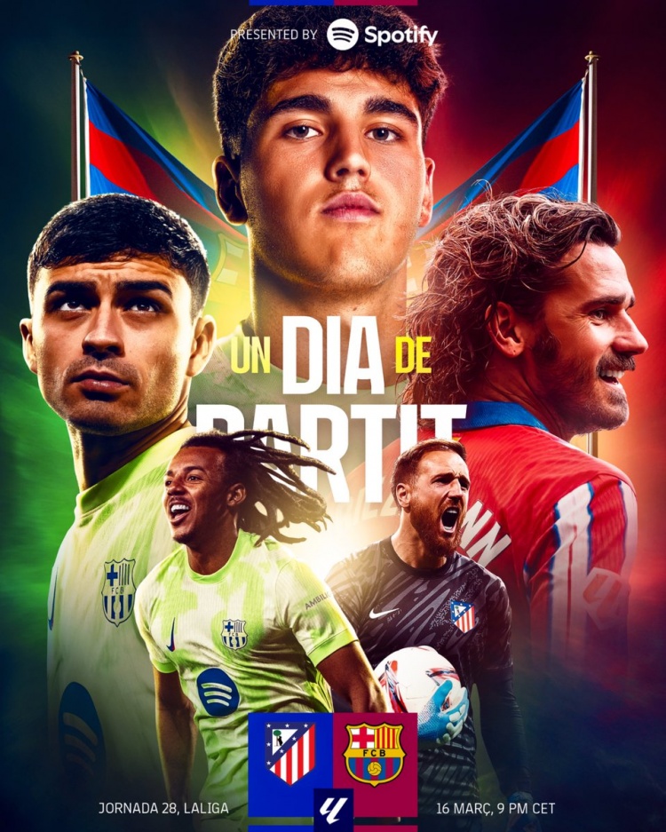 巴薩vs馬競海報：庫巴西C位，佩德里、孔德、格子、奧布拉克出鏡