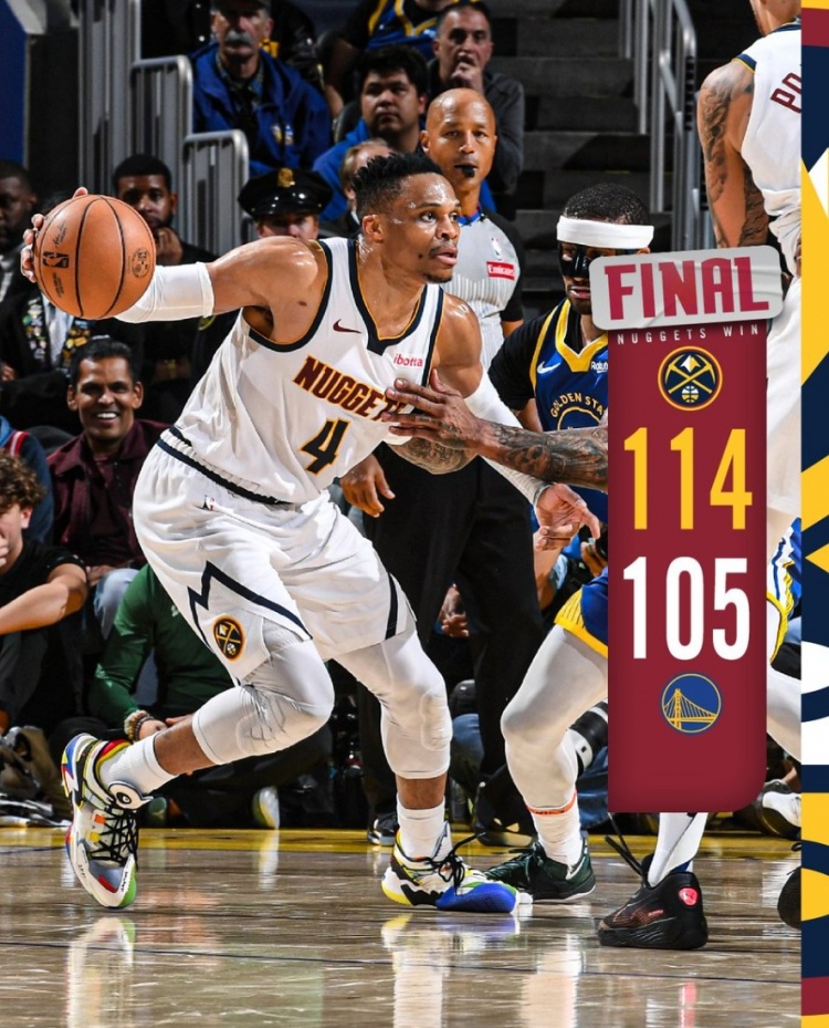 三雙拿捏勇士！掘金官方曬贏球海報 威少榮登封面