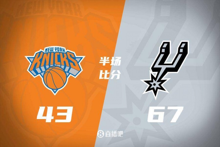 花了？馬刺半場4人得分上雙67-43領(lǐng)先尼克斯24分 唐斯19分
