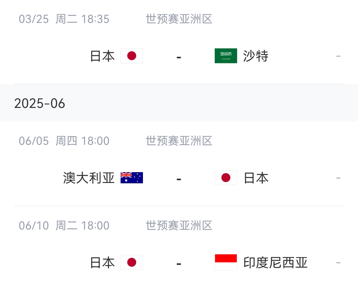 會不會放水？日本剩余賽程：主場vs沙特&印尼，客場vs澳大利亞