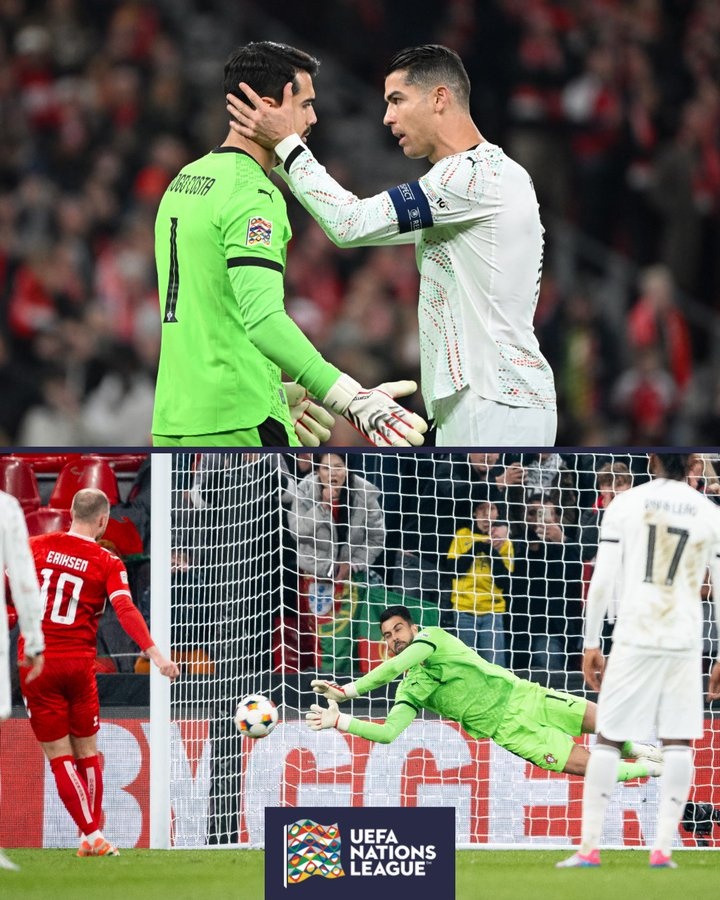 給建議了？歐國聯(lián)官推：C羅與科斯塔耳語，隨后后者撲出點球