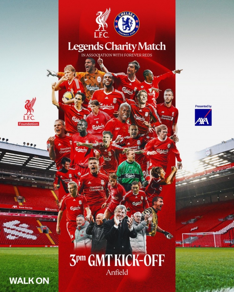 對(duì)陣藍(lán)軍！利物浦發(fā)布傳奇賽海報(bào)：達(dá)格利什、杰拉德攜眾星出鏡
