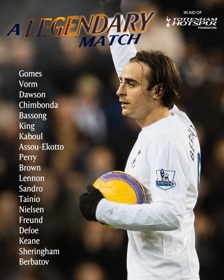 熱刺傳奇賽對陣米蘭名單：貝爾巴托夫、謝林漢姆、迪福在列