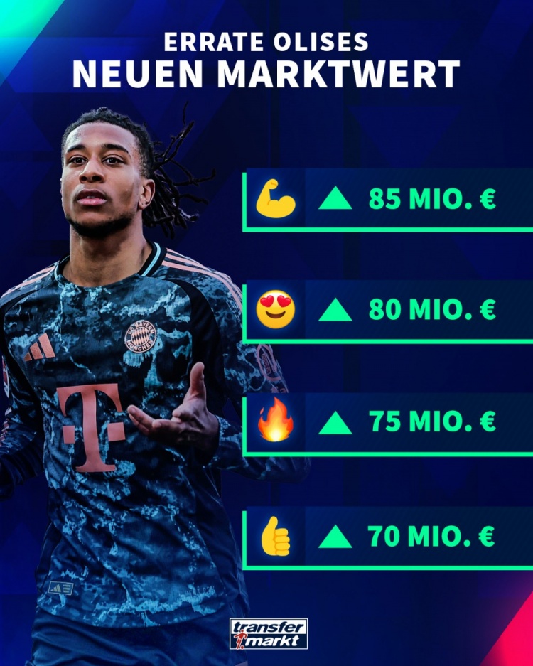 確定上漲！德轉(zhuǎn)預(yù)熱奧利塞身價變化，最高漲至8500萬歐