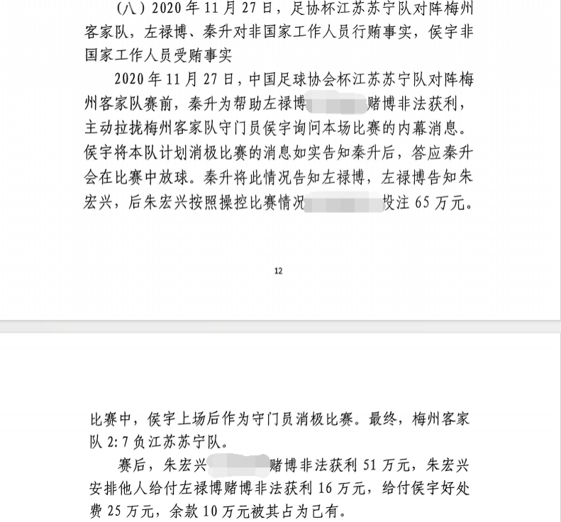 網(wǎng)傳判決書：足協(xié)杯梅州2-7江蘇，梅州門將侯宇收25萬消極比賽