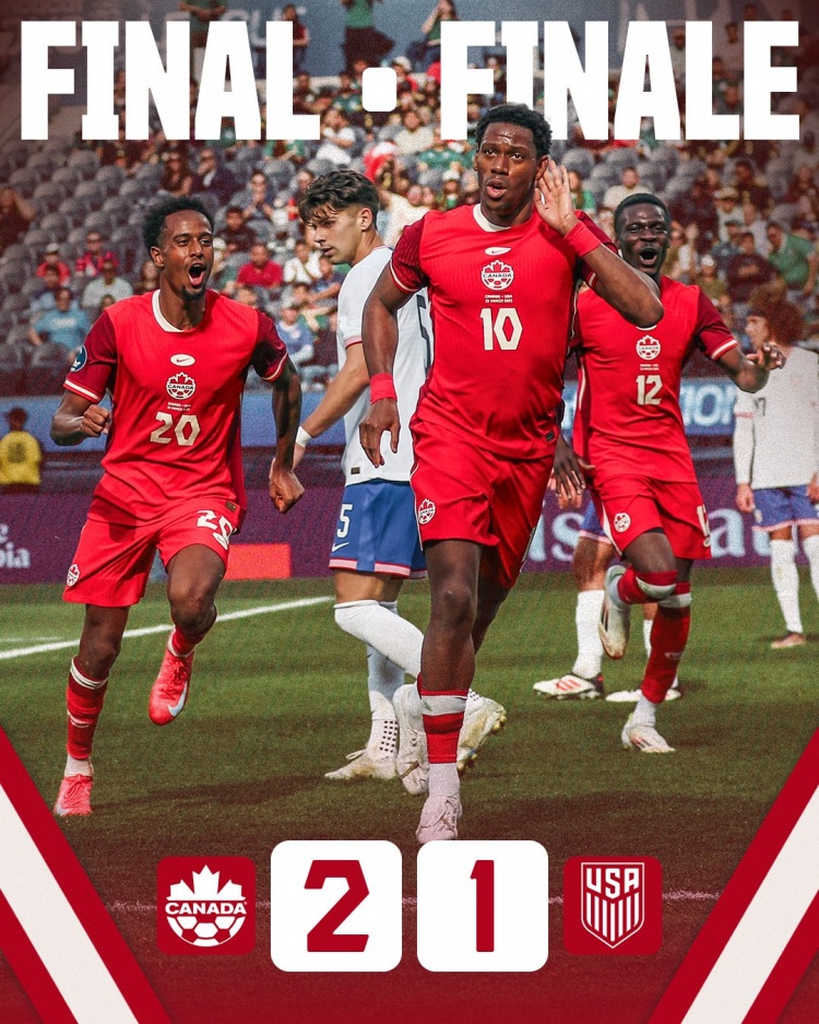 阿方索傷退&戴維攻入制勝進(jìn)球，加拿大2-1美國(guó)奪中北美國(guó)聯(lián)季軍