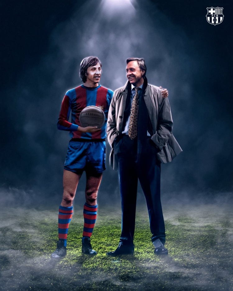 克魯伊夫逝世9周年！巴薩官方海報悼念：感謝你教會我們熱愛足球