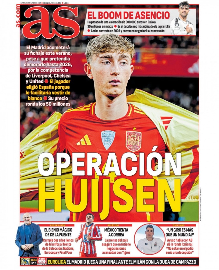 阿斯報(bào)：皇馬有意今夏引進(jìn)懷森，預(yù)計(jì)轉(zhuǎn)會(huì)價(jià)格約5000萬歐