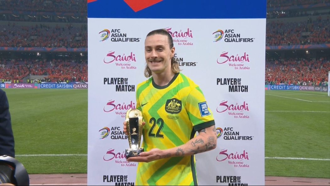 打入第一球！杰克遜-歐文當(dāng)選國足0-2澳大利亞全場最佳